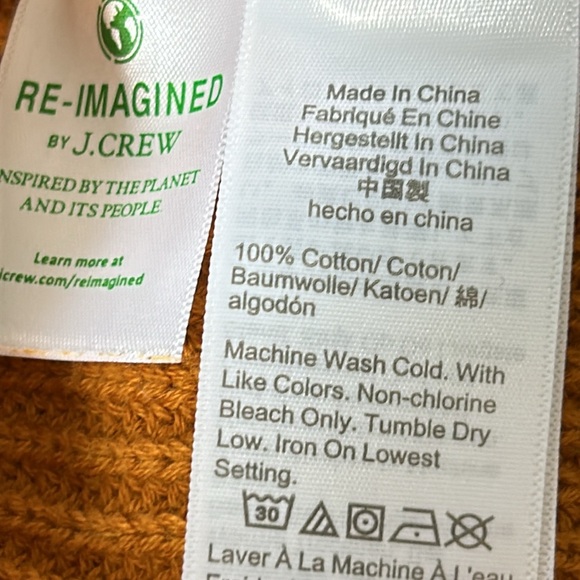 J Crew Mustard/Marigold Ribbed Knit V-Neck Sweater w Hi Lo Hems - Picture 9 of 10